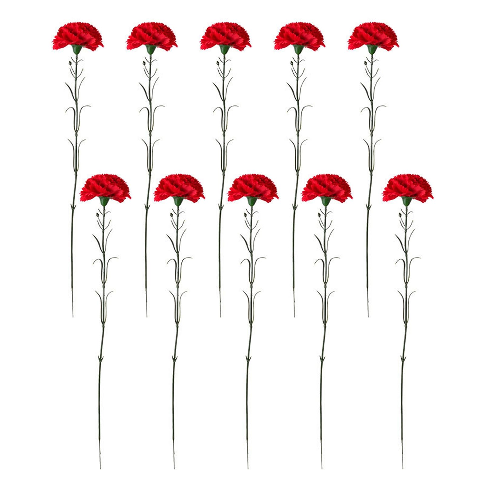 fxwtich 1/10Pcs Artificial Flowers Carnation Flower,Red Carnation Realistic Fake Silk Flower for Home Office Decor 10pcs