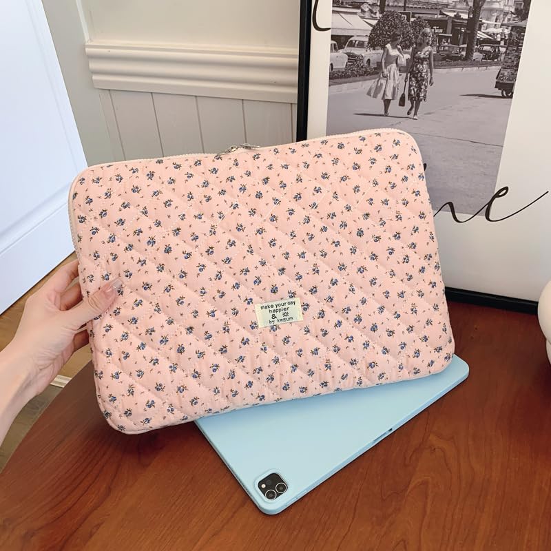 Funda Floral Acolchada Para Laptop de 13 Pulgadas Rosa miniatura 2