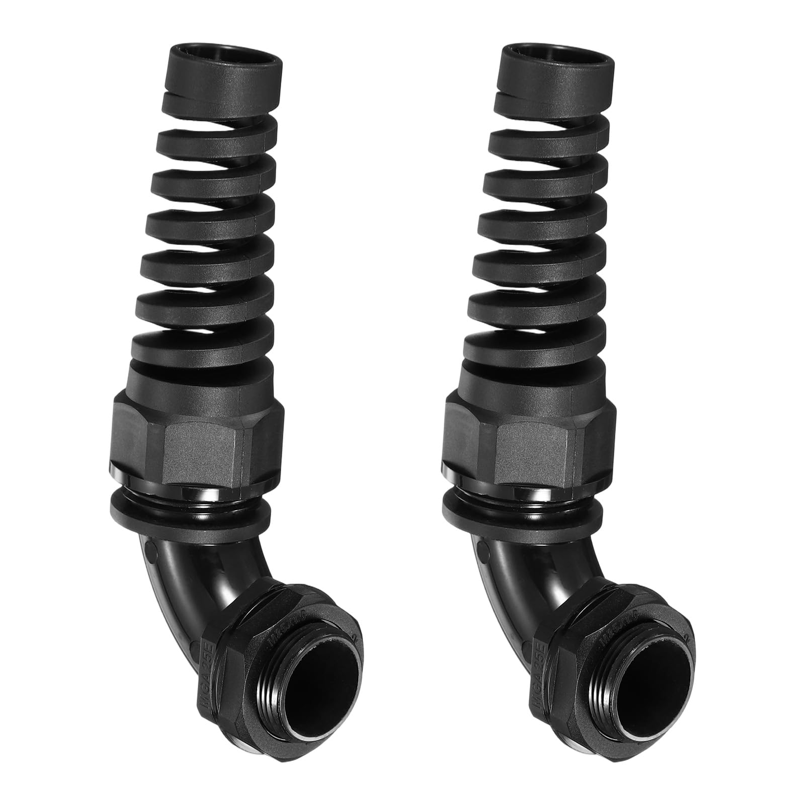Prensaestopas ajustable M25 impermeable IP68 con diseño en codo y alivio de tensión en espiral