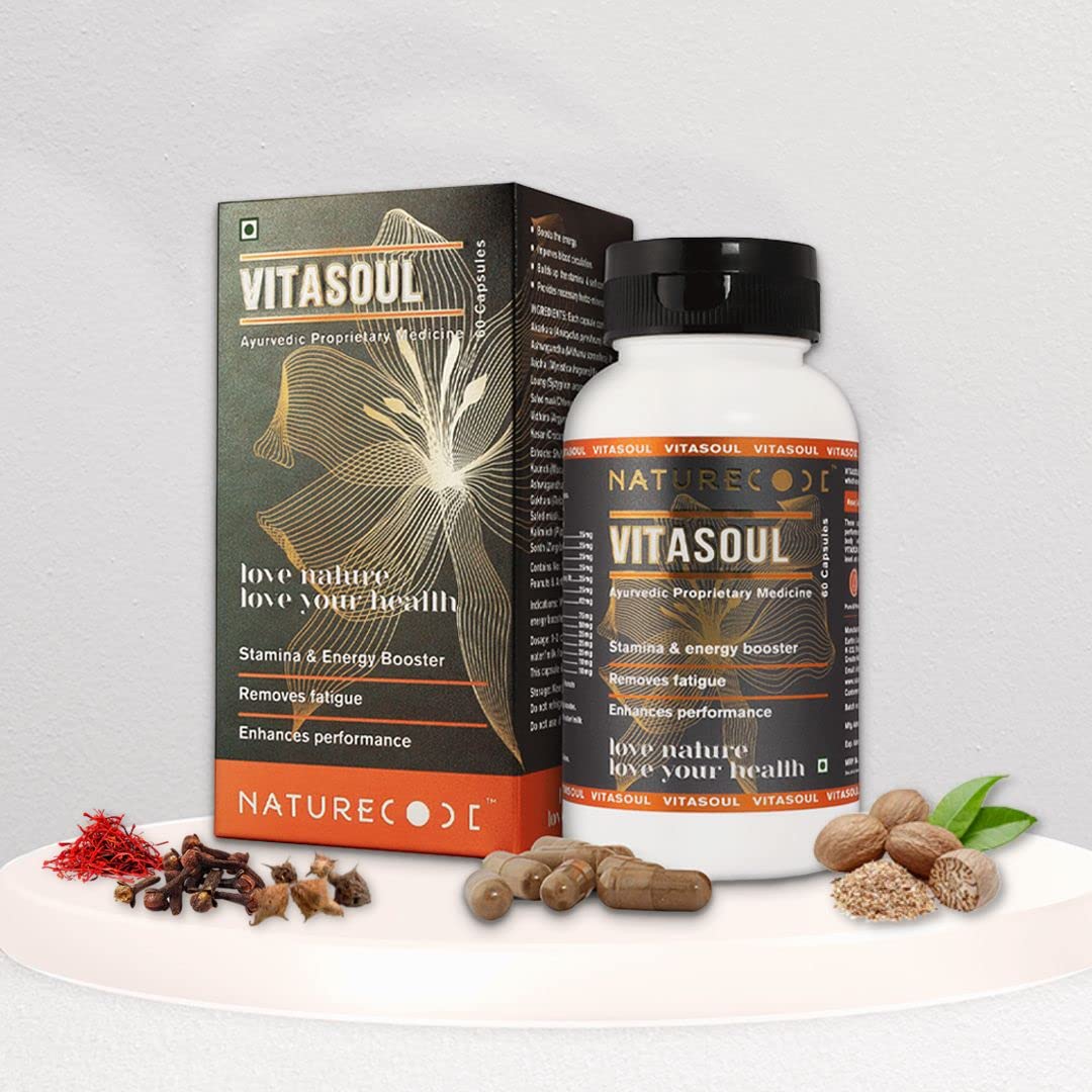 Vitasoul Stamina & Energy Booster Capsules for Men & Women | 100% Pure Shilajit | 60 Capsules | Enhances Supports Healthy Testosterone Levels | Ashwagandha, Gokshura, Safed Musali & Other Action Herbs | 100% Ayurvedic
