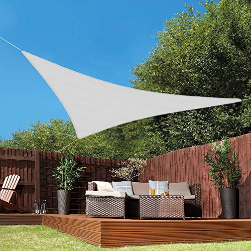 FLORALEAF Waterproof Sun Shade Sail Triangle Light Grey 12' x 12' x 17' Sunshade Patio Canopy UV Block for Patio Garden Outdoor Backyard