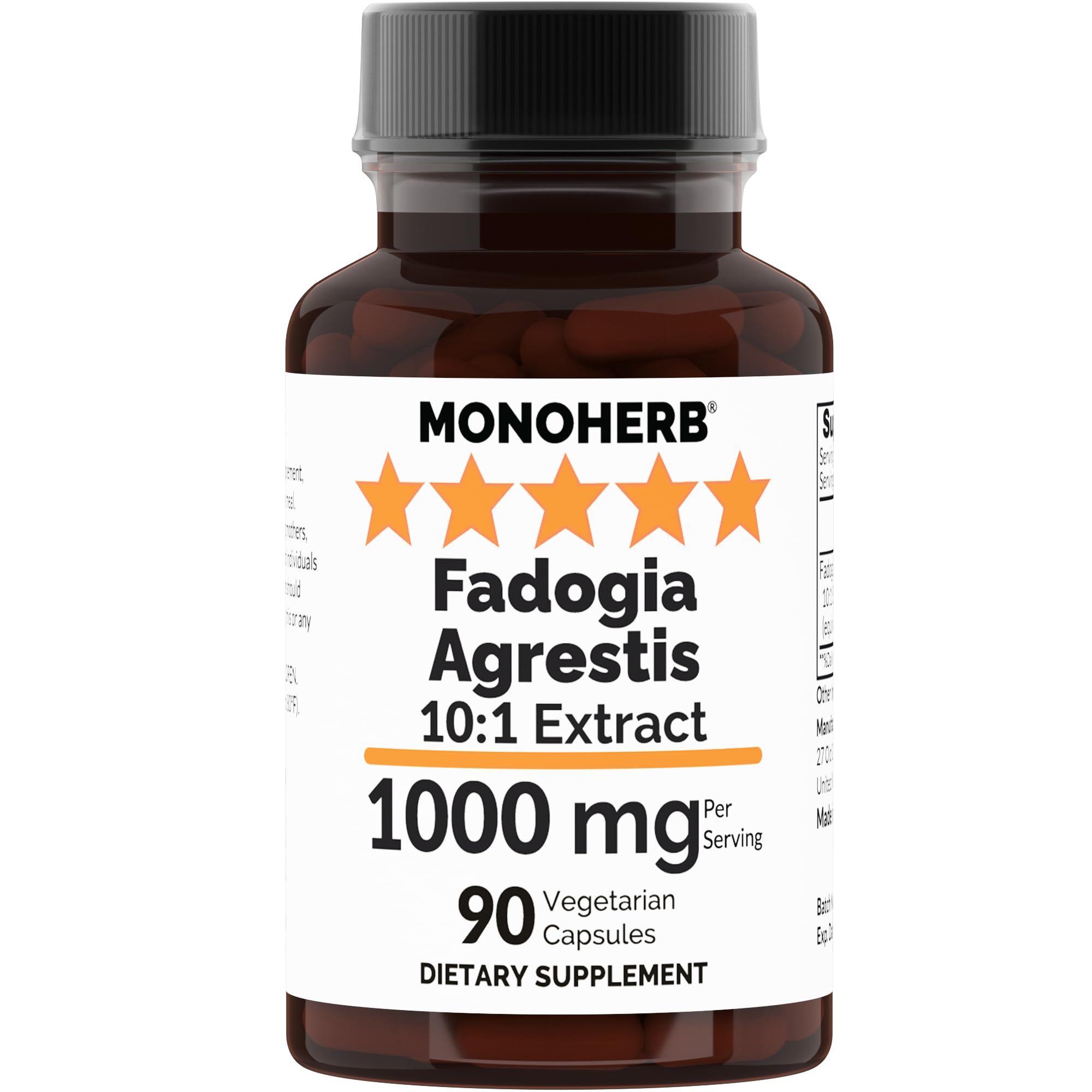 MONOHERB Extrato de Fadogia agrestis 10:1 1.000 mg por porção, 90 cápsulas