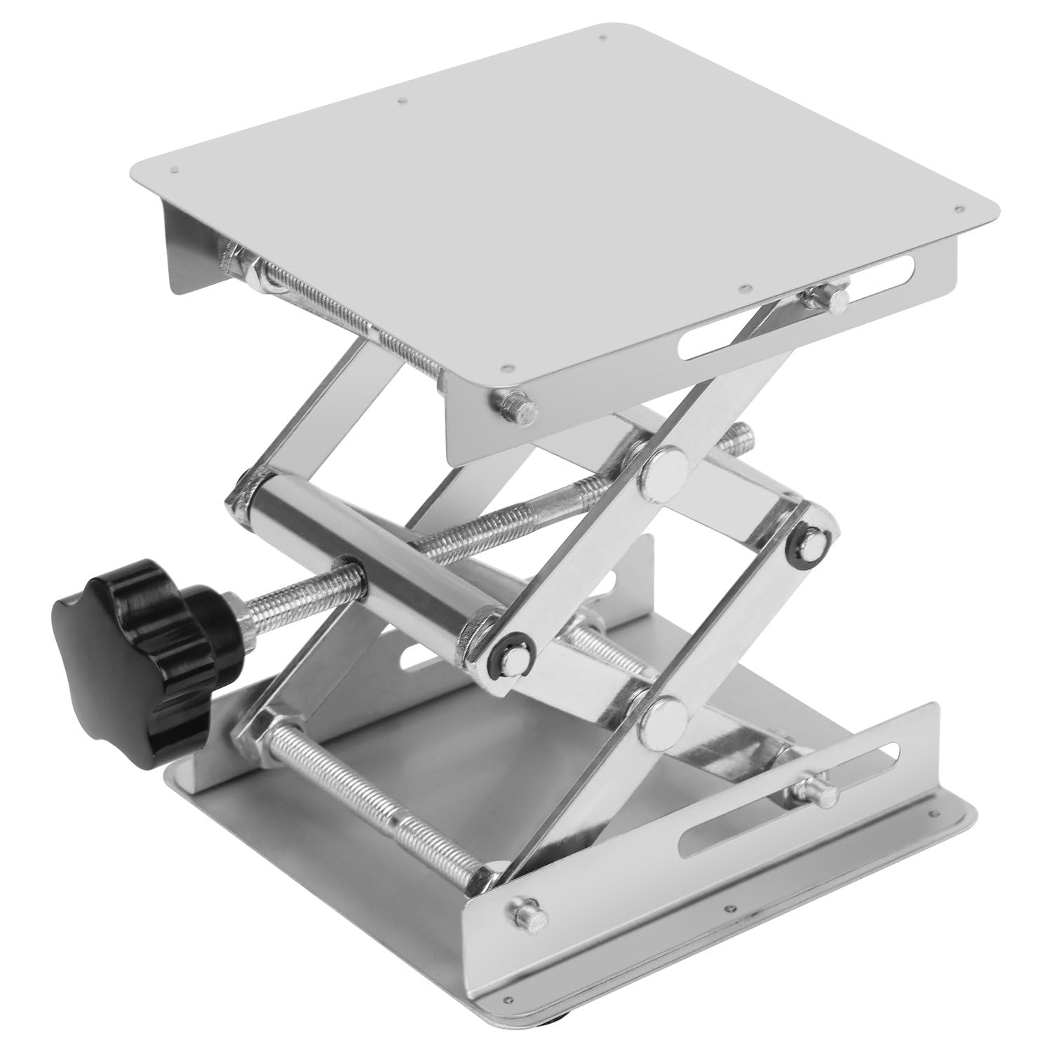 XCD Lab Scissors Jack, Stainless Steel 4 x 4 inch/100 x 100 mm Laboratory Support Jack Platform Lab Lift Stand Table, Expandable Lift Height Range
