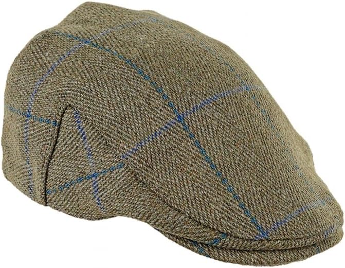 Heather Hats Fox Derby Tweed Flat Cap LRG Blue Stripe