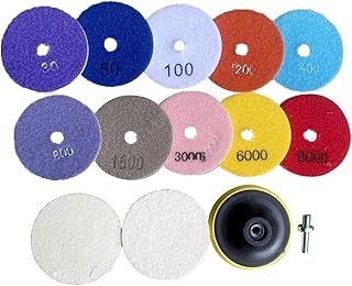 Diamond Polishing Pads 4 Inch 10 Packs 3/8"-11 Backer Pad Granite Polishing Kit Marble Polishing Kit Diamond Sanding Pads Granite Polishing Pads Concrete Polishing Pads Tile Polishing Pads For Grinder
