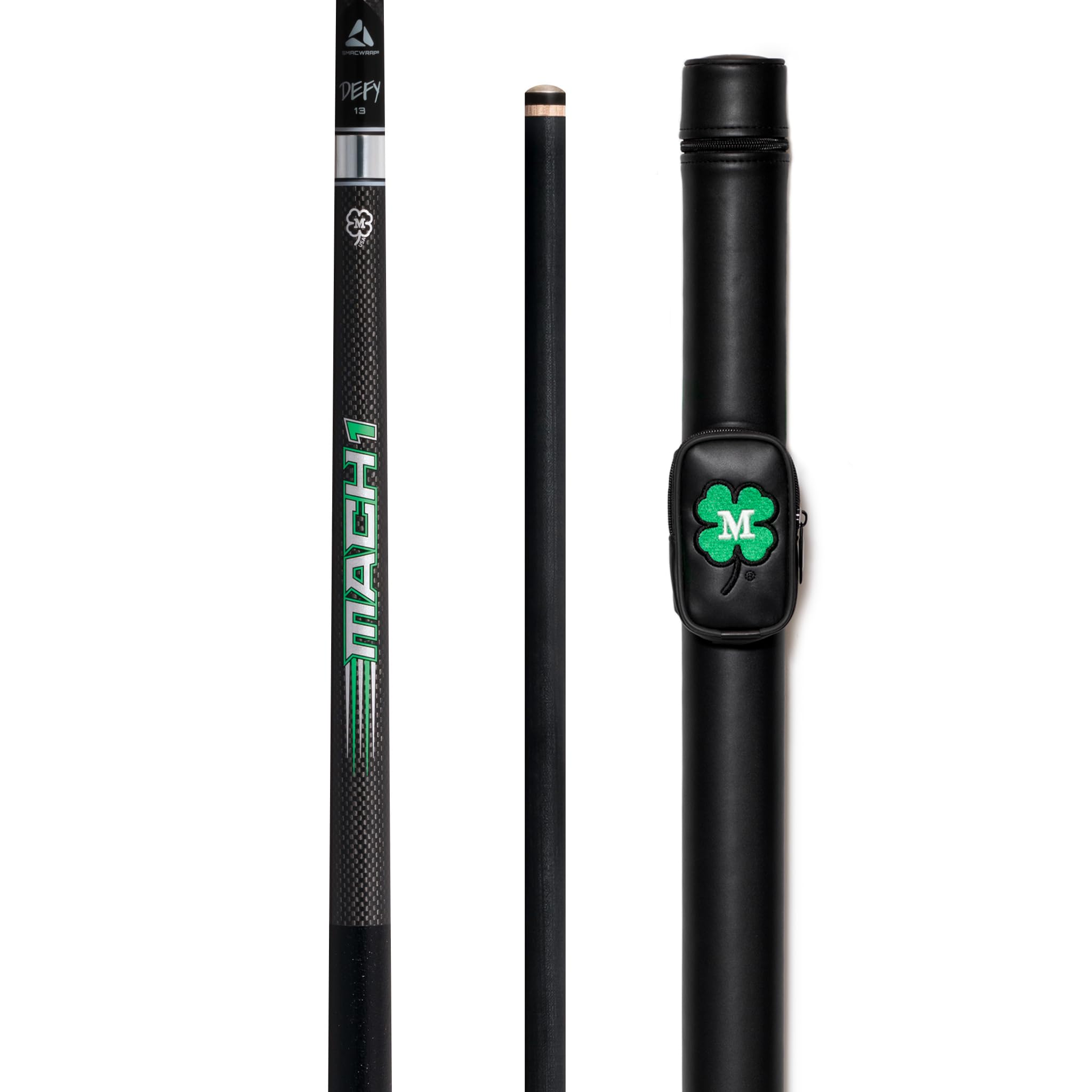 McDermott Vanquish Mach 1 Carbon Fiber Break Billiard Pool Cue Leather Wrap, Defy Shaft, with Hard Case