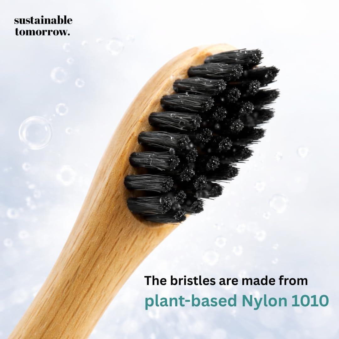 Sustainable Tomorrow Zen Bamboo Electric Toothbrush, Durable Wood-Grain ABS Handle, Rechargeable w/Plant-Based Soft Bristles, Bamboo Heads, 5 Modes & 30-Day Battery