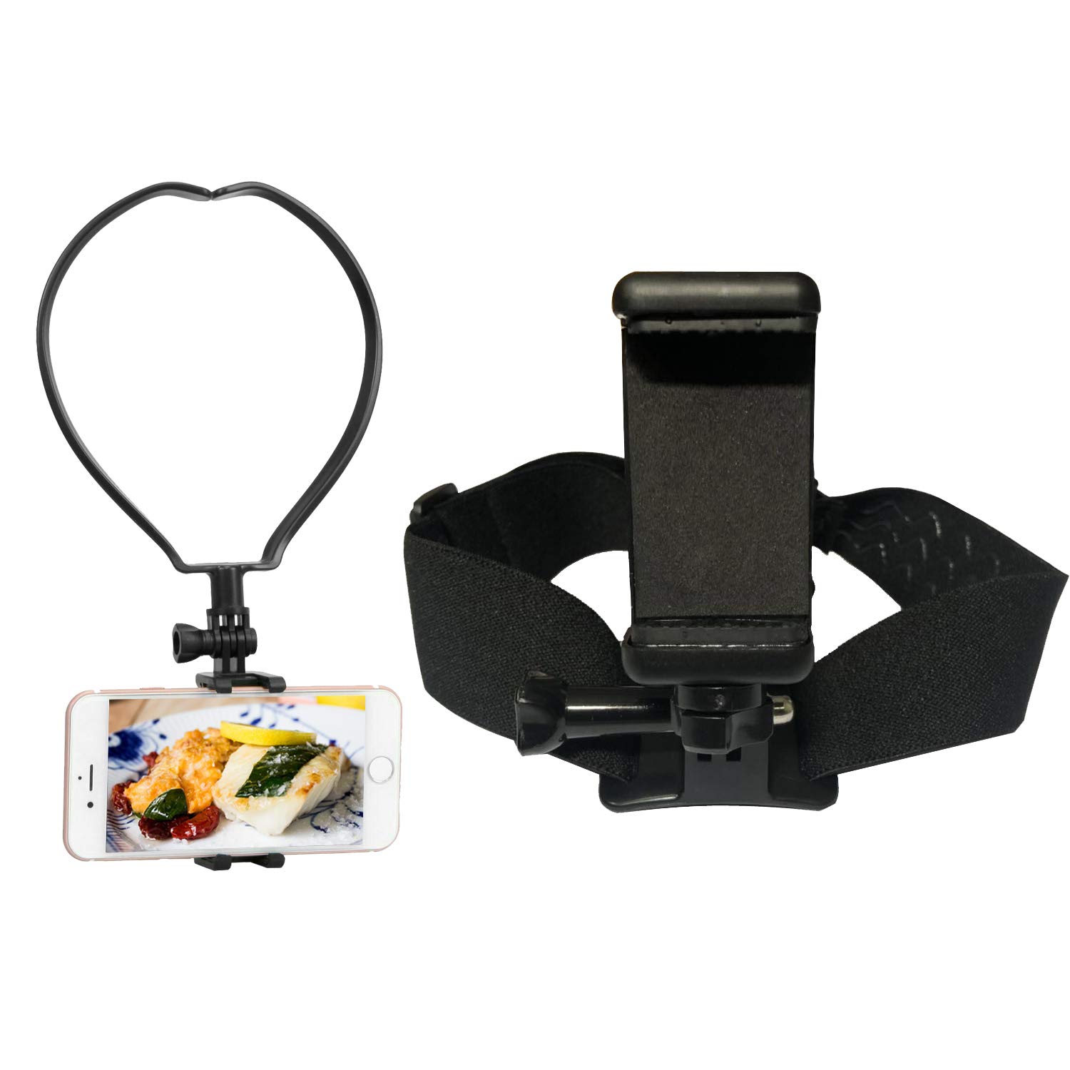 Yoogeer VLOG/POV Cellphone Selfie Head + Neck Mount Holder Strap for Action Camera/Gopro Hero/ iPhone 12 SE 11 Xs X 8 7 6 5 Samsung S20+/S20S10+/S10/S9/S8 ,Other Smart Phone