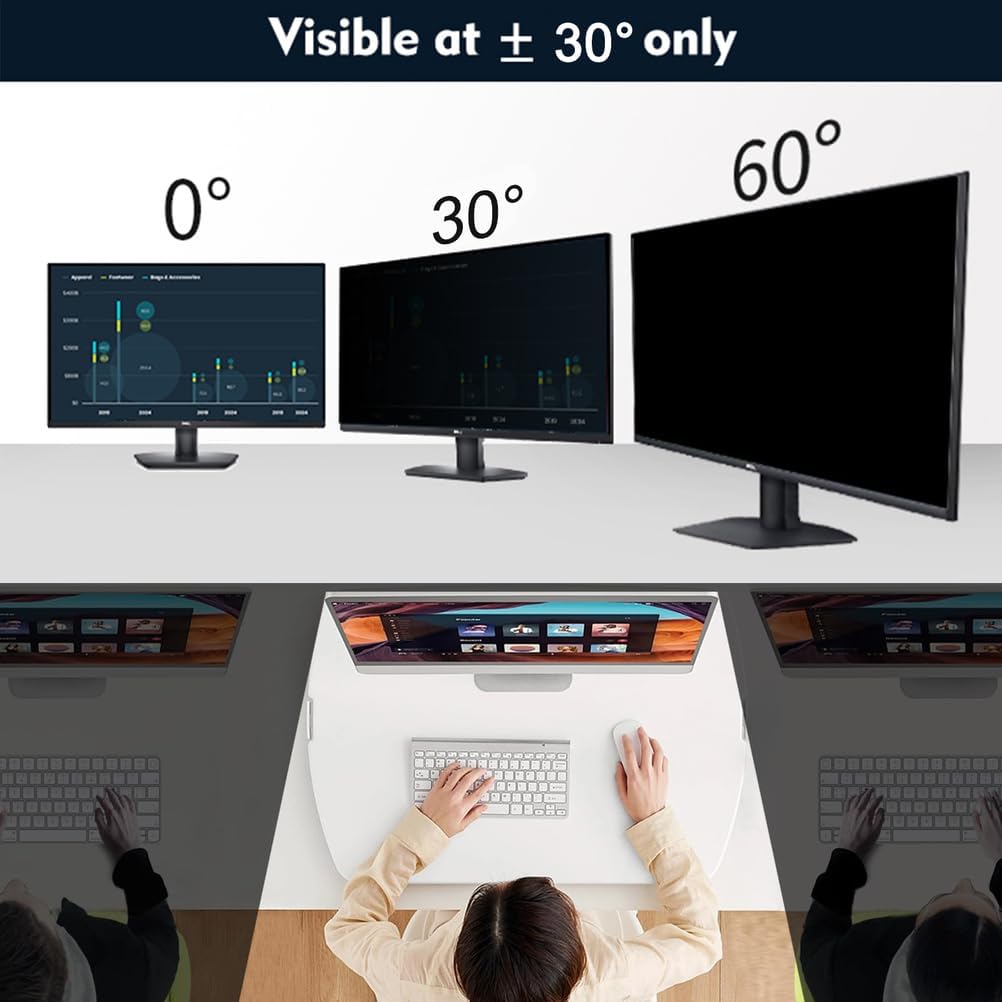 Hanging Computer Privacy Screen Filter for 27 Inch, Privacy Shield for 16:9 Widescreen Monitor - Anti Glare Blue Light Filter Easy On/Anti-Glare/Anti-Scratch