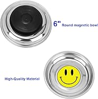 Vista 4 de Bandeja de piezas magnéticas 3 unidades, cuenco redondo de piezas magnéticas de 6 pulgadas, acero inoxidable, para tornillo, enchufe, pasador