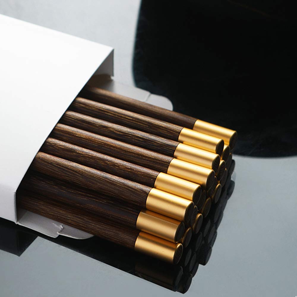 Juego de regalo de palillos de madera japoneses con estuche, palillos de sushi reutilizables, palillos chinos de lujo de madera natural, palillos antideslizantes, palillos aptos para lavavajillas B
