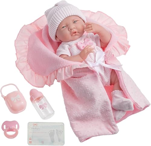 JC Toys La Newborn Nursery Muñeca recién nacida suave y flexible de 155 pulgadas con accesorios Juego de 8 piezas disponible en diferentes JC Toys La Newborn Nursery Muñeca recién nacida suave y flexible de 155 pulgadas con accesorios Juego de 8 piezas disponible en diferentes