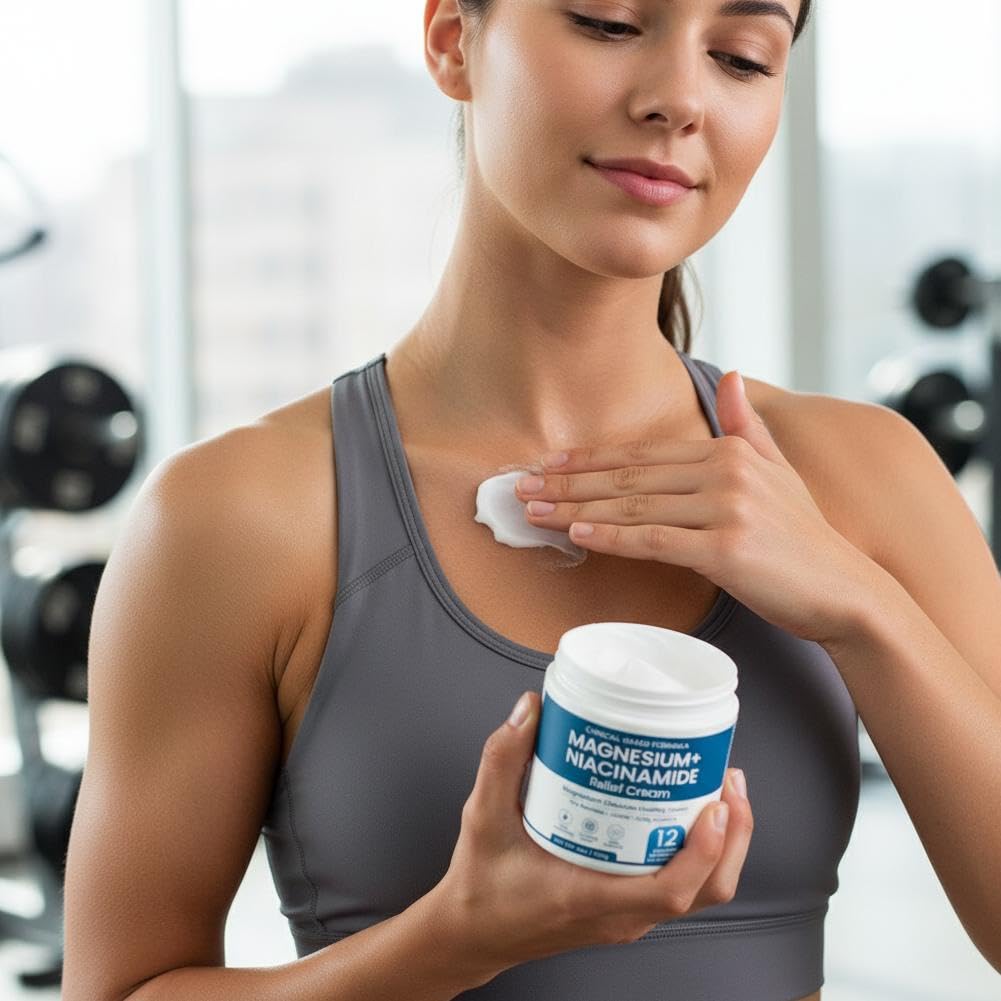 Magnesium Niacinamide Relief Cream, Magnesium Cream for Joints, Leg, Foot, 12 Ingredients for Relief, Fast Acting Cooling Formula, Lightweight, Non-Greasy — view 5
