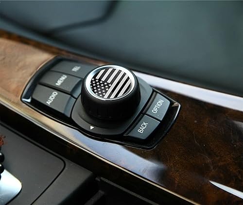 iDrive - Logotipo central para volante de BMW, cubierta de perilla multimedia con emblema de bandera estadounidense (1.142 in)