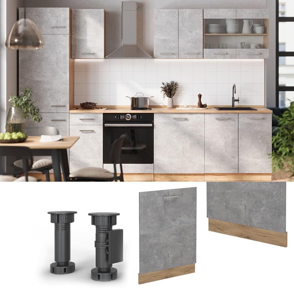 Vicco Geschirrspülblende R-Line, Beton, 60 cm