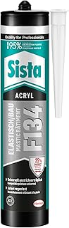 Sista F134 Elastisch/Bau Fugenfüller, dauerhaft elastische Dichtmasse für innen & außen, Fugenmasse für vielseitige Anwendungen, sofort regenfest, Weiß, 1x300ml Kartusche