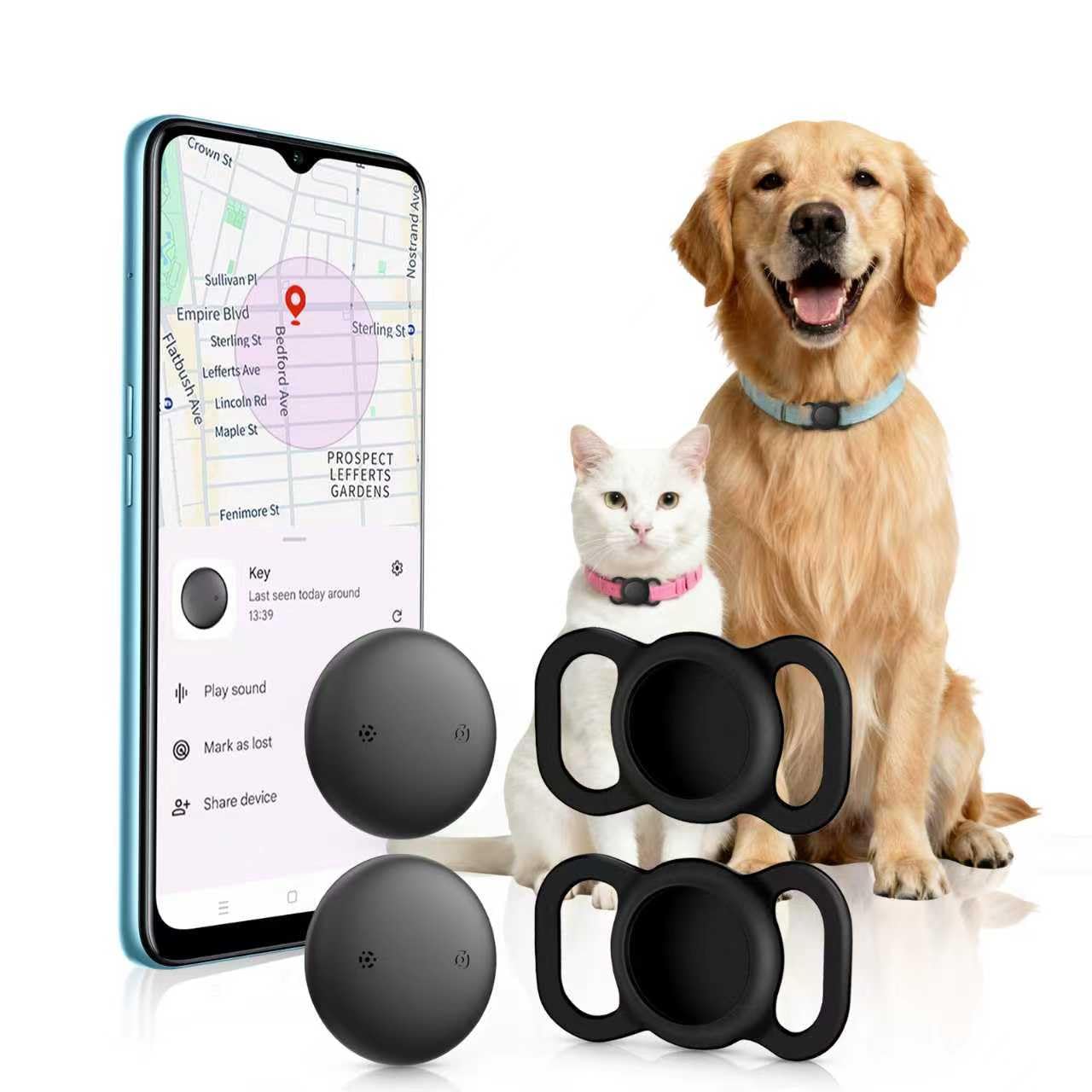 Hund Katze Tracker (iOS ＆ Android), Mini SmartTag Hundetracker Ohne ABO | GPS-Tracker für Haustierhalsbänder, Weltweite Standortverfolgung für Katzen, Hunde und Andere Kleine Haustiere