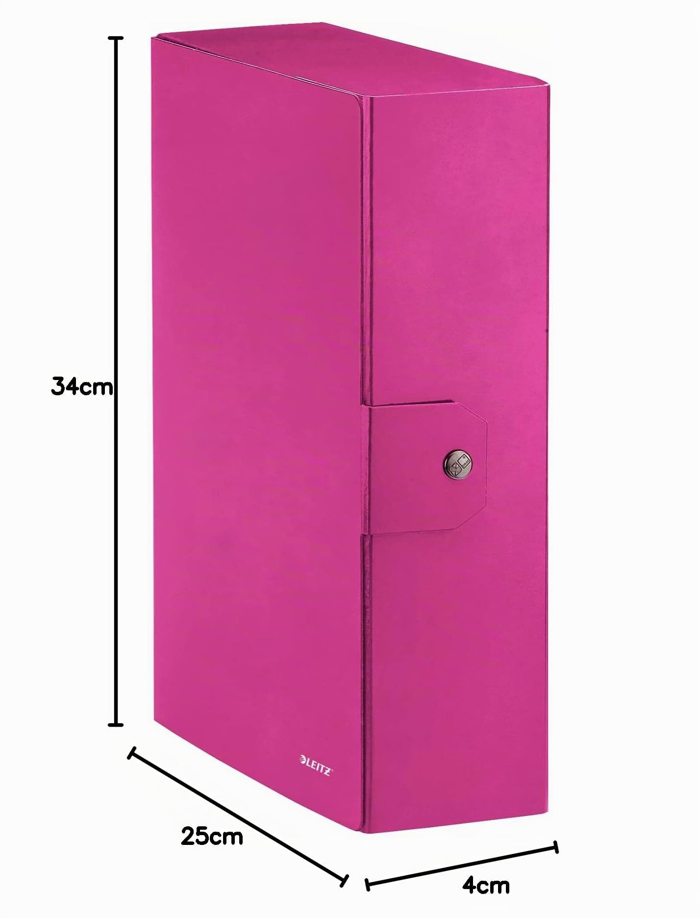Leitz, caja, cierre de botones, cartón plastificado, tamaño 25 x 35, WOW, color Fucsia metallizzato Dorso 10 cm
