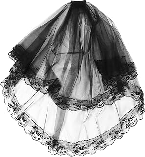 Black Veil Headband Wedding Veil Black Lace Veil Halloween Veil Day of The Dead Headband Mantilla Cathedral Tulle