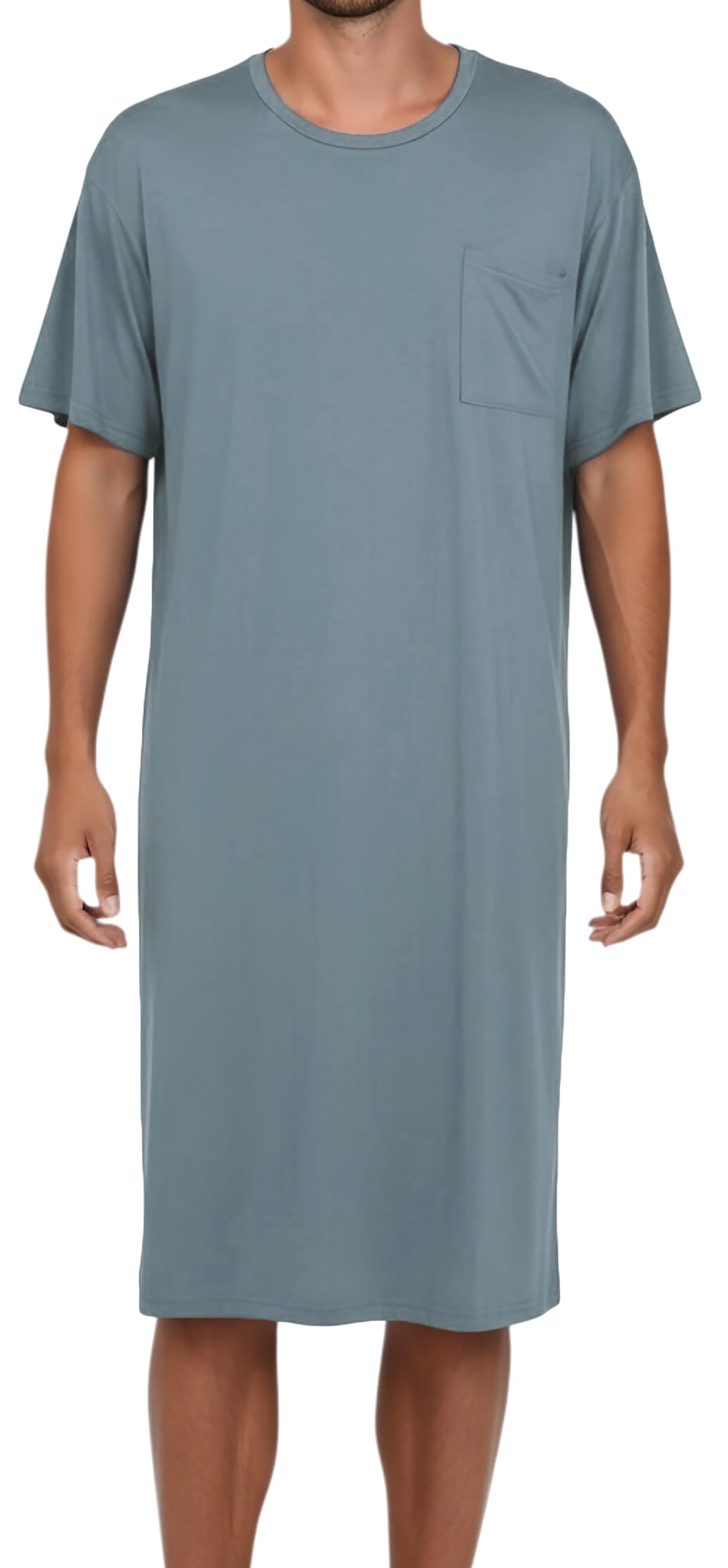 FEOYA Chemise de nuit longue pour homme - Chemise de nuit - Vêtements de détente - Chemises de nuit confortables à manches courtes