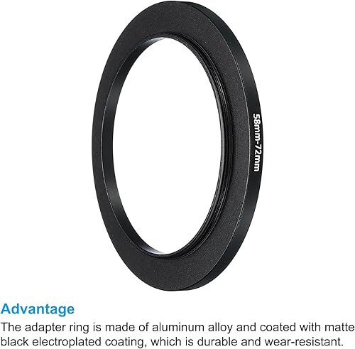 Miniatura 4 de PATIKIL Anillo elevador de metal de 2.283 in-2.835 in, paquete de 2 anillos adaptadores de filtro de lente de cámara, anillo adaptador de filtro de