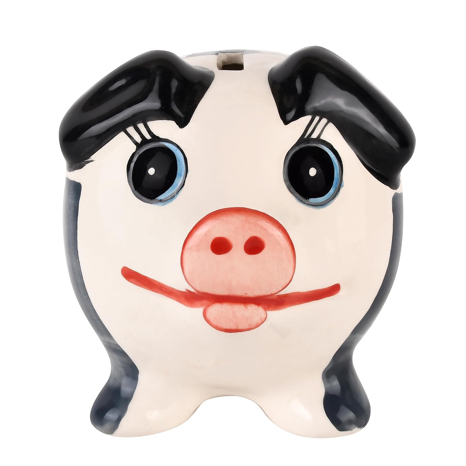 1 Pc Handmade Ceramic Piggy Bank for Kids & Adults|Hand Painted Cute Pig Gullak Mini Bank Showpiece Home Décor Saving Money Bank Coin Storage Box Toys Birthday Return Gift Items 1
