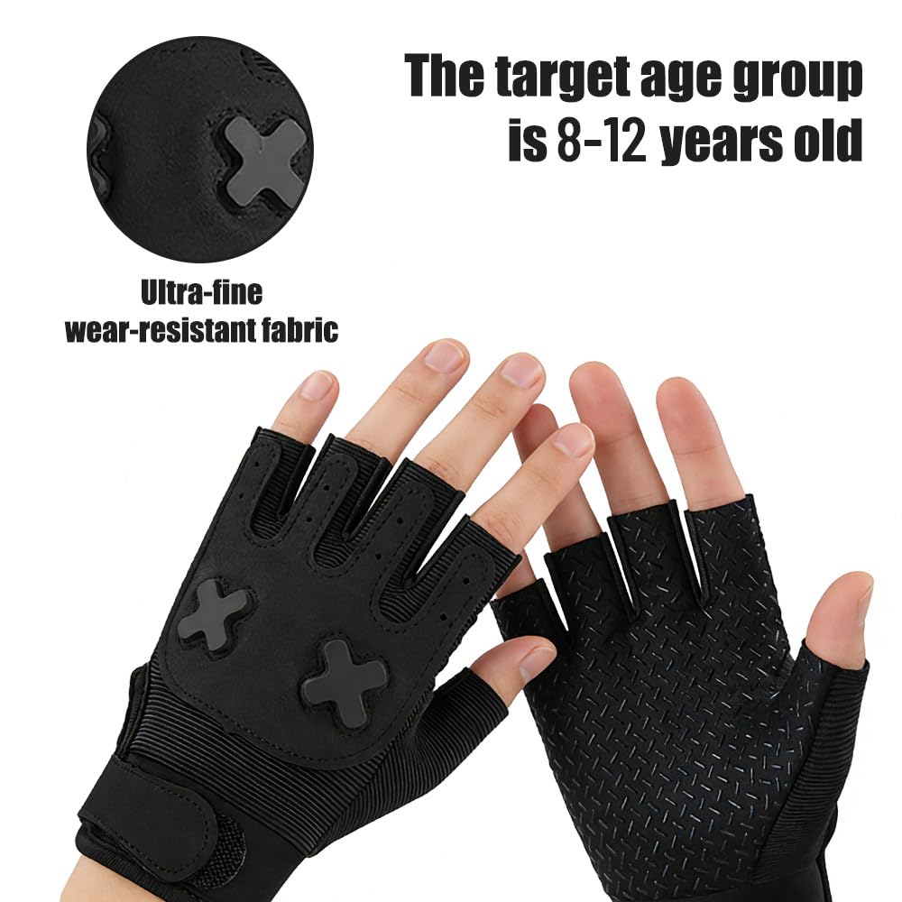 Guantes Bici Niño, Antideslizante, Transpirable, Guantes Ciclismo, para Niñas y Niños Edad 8-12, para Montar a Caballo, Andar en Bicicleta, Patinar y Andar en Patinete