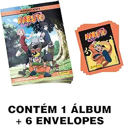 Kit C/ 1 Álbum Brochura + 6 Envelopes de Figurinhas Naruto 2025