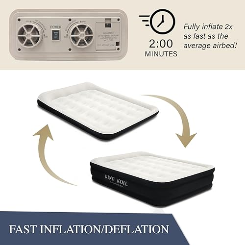 Vista 8 de King Koil colchón de aire de tamaño individual con bomba de aire integrada, la mejor cama inflable de tamaño individual, colchón de aire elevado