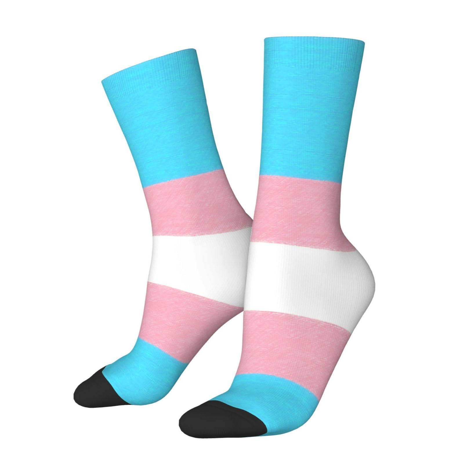 Asbwuo Unisex White Texture-Applied Transgender Flag Socks For Men/Women Gifts, Novelty Casual Dress Socks