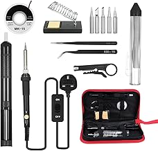 Pruie Kit de ferro de solda 14 em 1 Ferro de solda com temperatura ajustável de 60W com interruptor ON/OFF 5 peças de pontas de solda Sugador de solda Desoldering Wick Fio de solda Pinça a