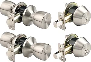 BRINKS Keyed Alike Entry Door Knob & Deadbolt Set, Satin Nickel, 2-Pack