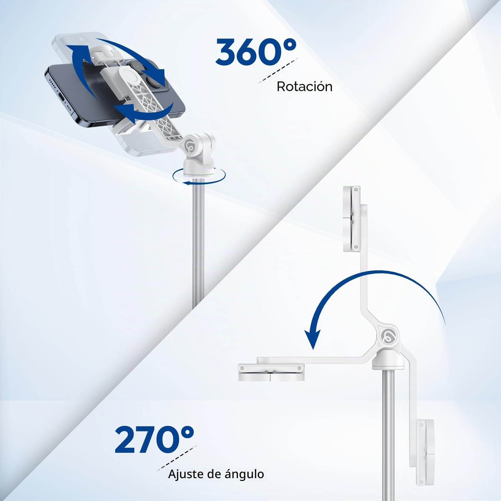 ULANZI TT88 - Trípode Extensible para teléfono, Soporte magnético para Selfie de 57 Pulgadas con Clip 2 en 1, White trípode de Montaje de Zapata fría Compatible con iPhone, Ligero para Viajes