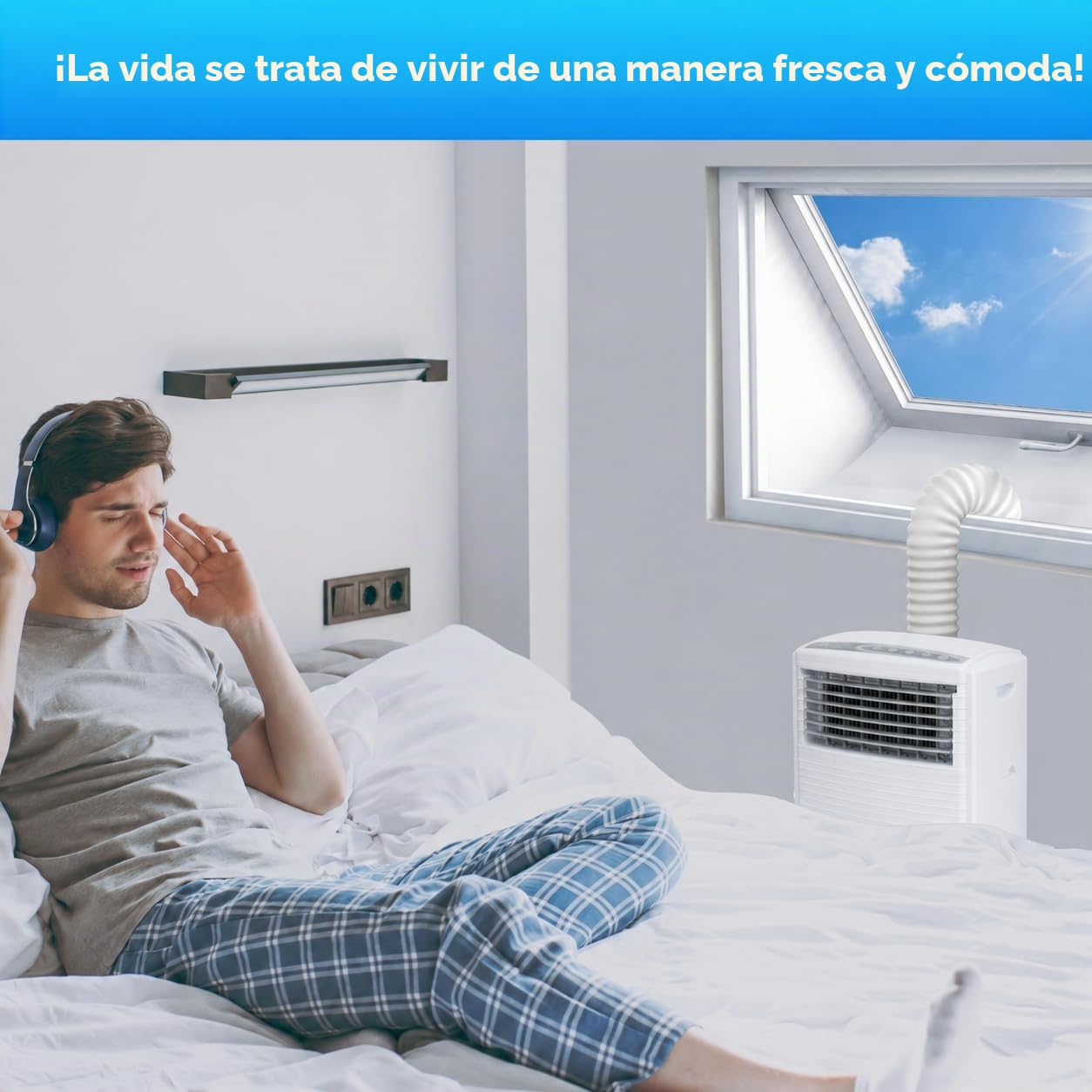 Cubierta Aislante de Tela para Ventanas 400CM para Aparatos De Aire Acondicionado Portátiles y Secadoras. Fácil Instalación con Cremallera y Cinta Adhesiva. Evita Aire Caliente