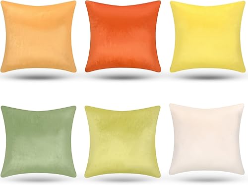Paquete de 6 fundas de almohada decorativas de terciopelo, fundas de almohada cuadradas y suaves, fundas de cojín para sofá, cama, automóvil,