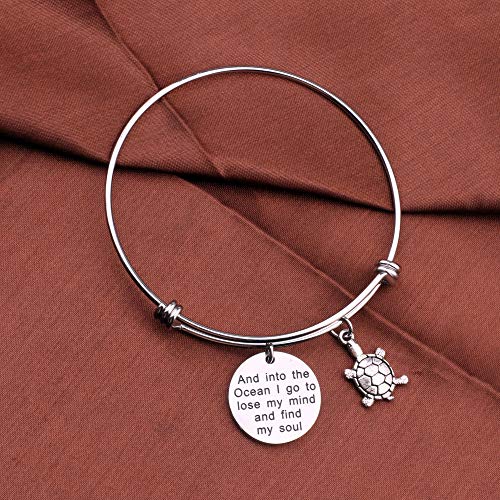 Image of Sea Turtle And Into The Ocean I Go to Lose My Mind and Find My Soul Bracelet Gift for Ocean Lovers