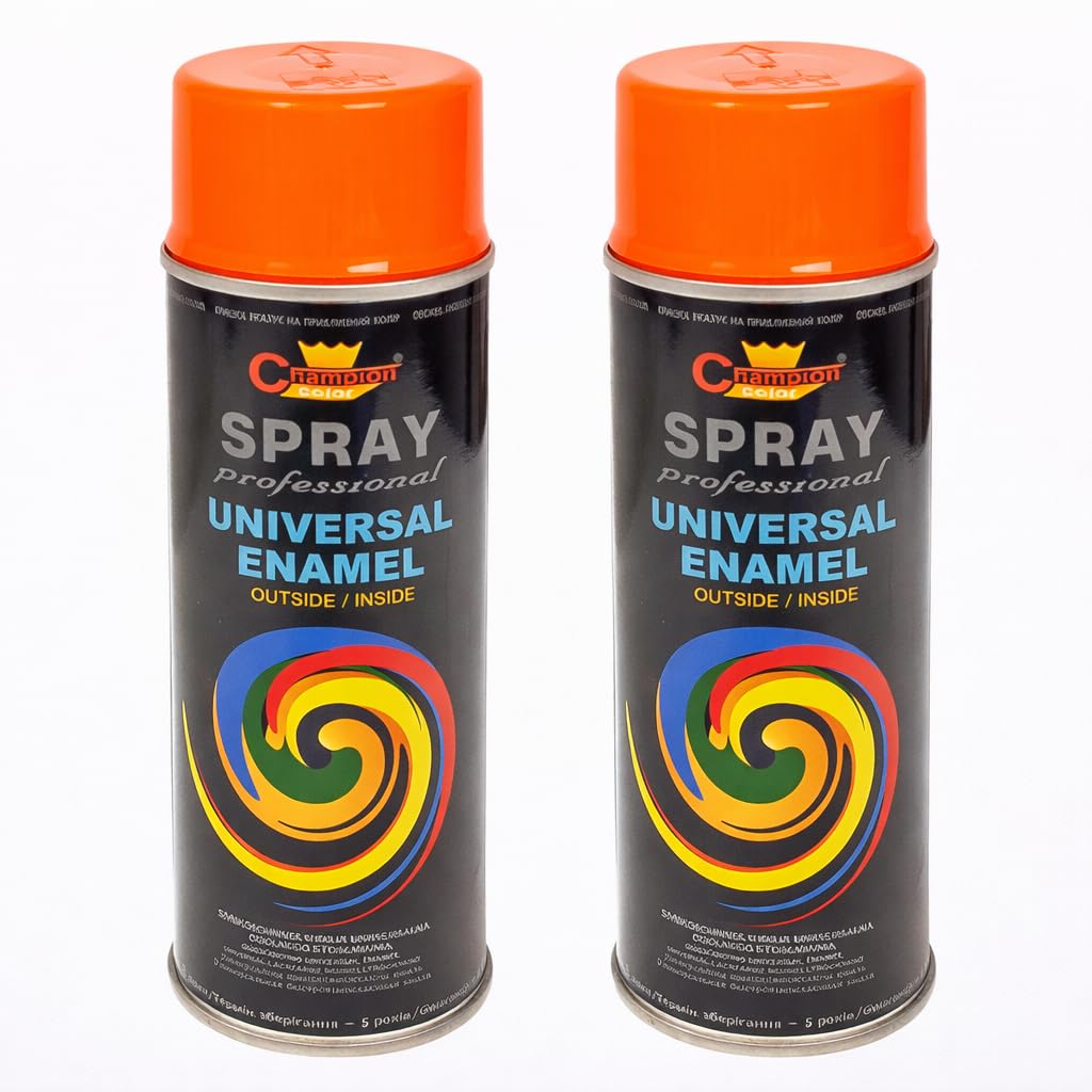 Soladirect Pure Orange (Ral 2004) 2 X 400 Ml Universal Gloss Enamel Spray Paint - Fast Drying High Shine Finish With Strong Coverage - For Metal, Wood, Plaster And Selected Plastics, Indoor And Outdoor Use