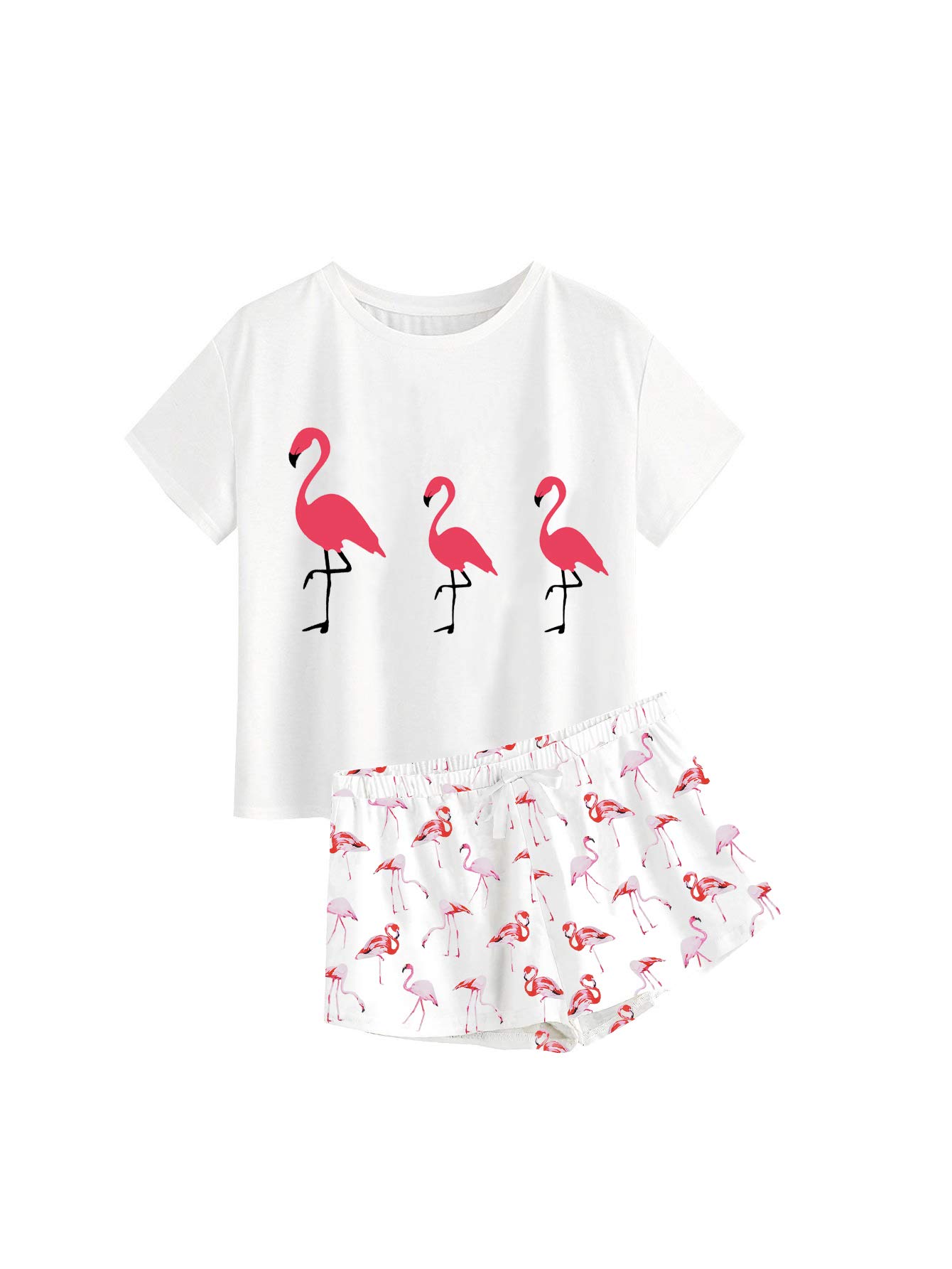 Tongmingyun Women Summer Sleeveless Pajama Set Donuts Floral Print Sleepwear Nightwear Lounge Set