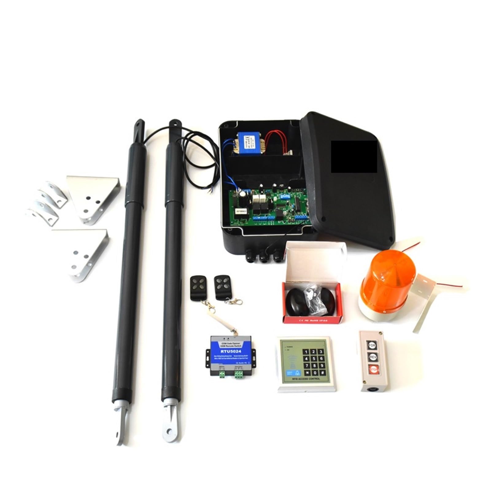 Rsgxlfqzvak Kit 3 Automatic Gate Opener, 12Vdc 200Kg Per Leaf Electric Linear Actuator Engine Motor Automatic Gsm Swing Gate Opener Kit With Optional Accessories(Kit 3)