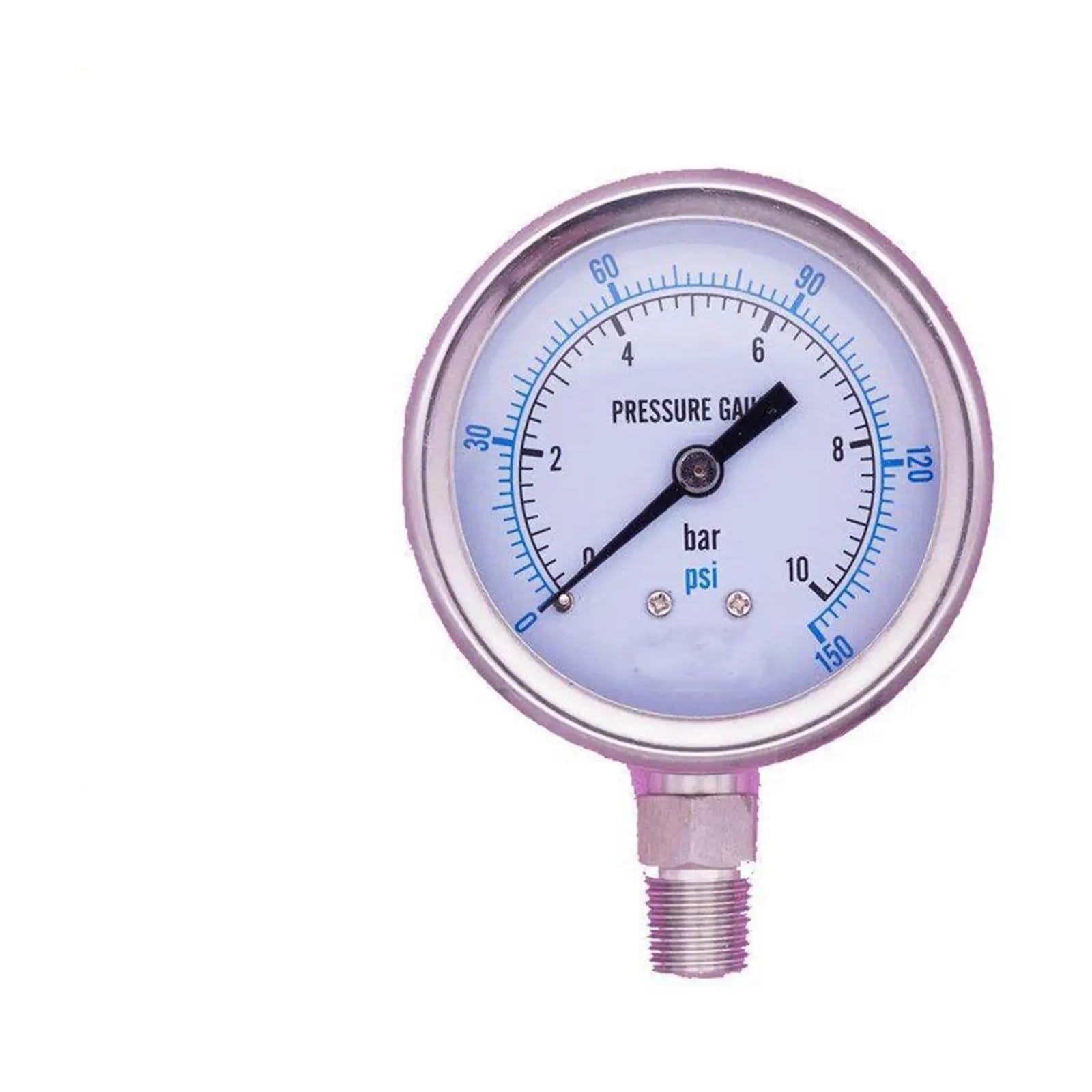 Manometer, 40-mm-Zifferblatt-Manometer 1/8" 1/4" BSPT NPT -1 bis 600 Bar, Edelstahl 304(Bronze,0-10 Bar)