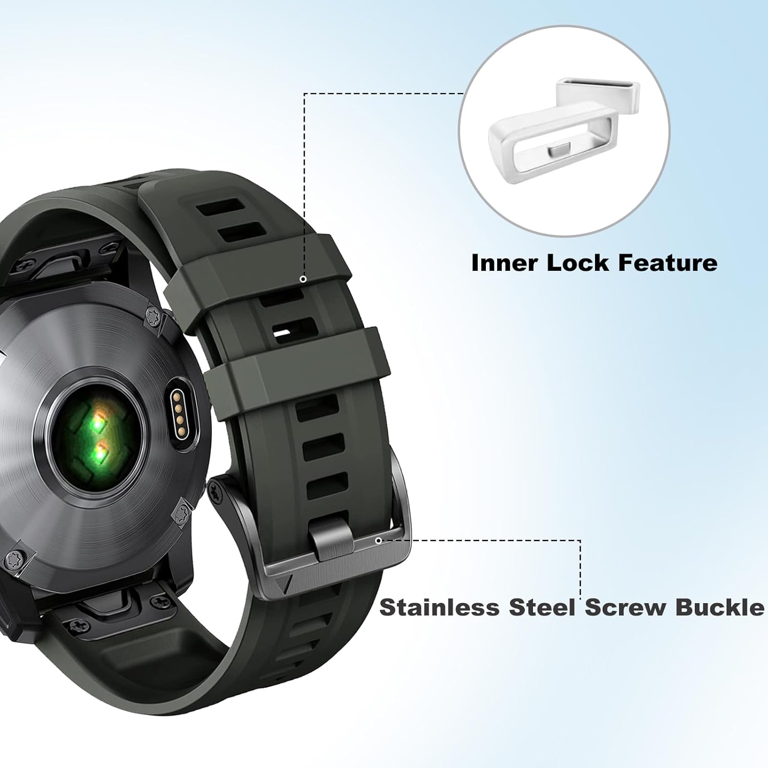 22mm Watch Band for Garmin Fenix 8 47mm/Fenix 7/7 Pro, Epix Pro Gen 2 47mm Quick Fit Silicone Strap Compatible with Fenix 6/6 Pro, Forerunner 965/955/945/745/Garmin Instinct 2 Solar/Instinct 3 45mm