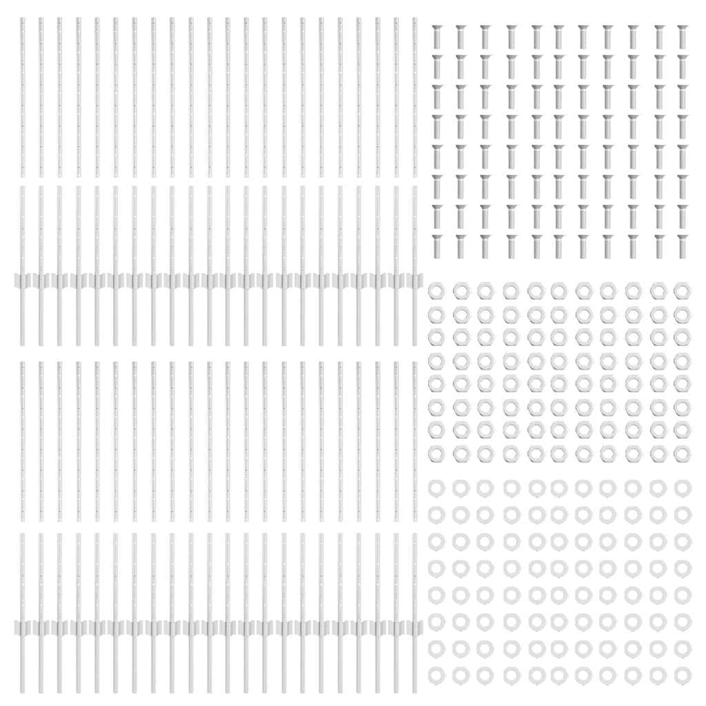 Postes de valla de hormigón de acero con recubrimiento en polvo, 140 cm, juego de 44 unidades, plata, para montaje en valla de jardín, resistente a la intemperie, como soporte para travesaños