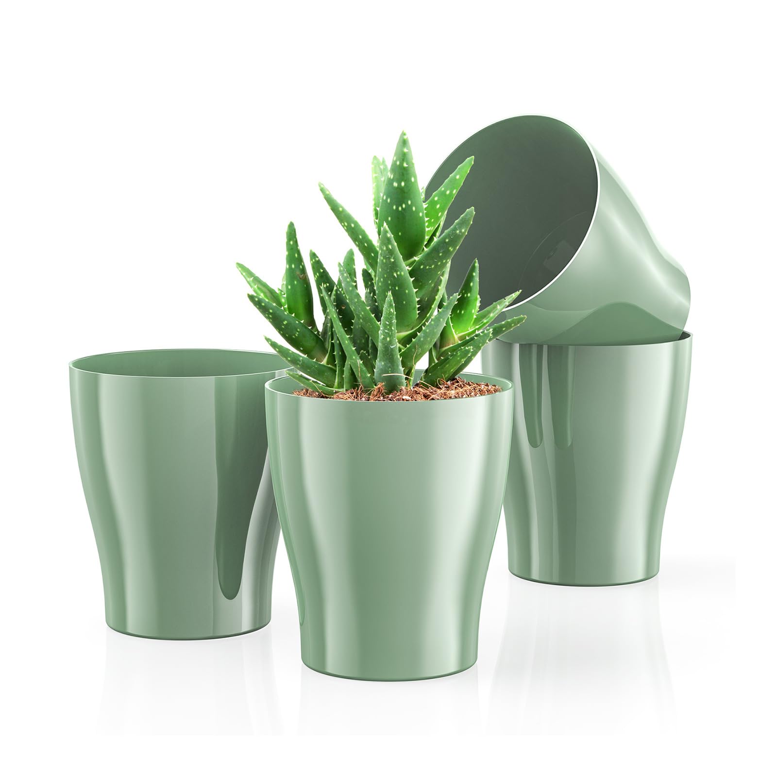 Snapklik.com : 4 Inch Plant Pots,4 Pack Flower Pots For Indoor Plants ...