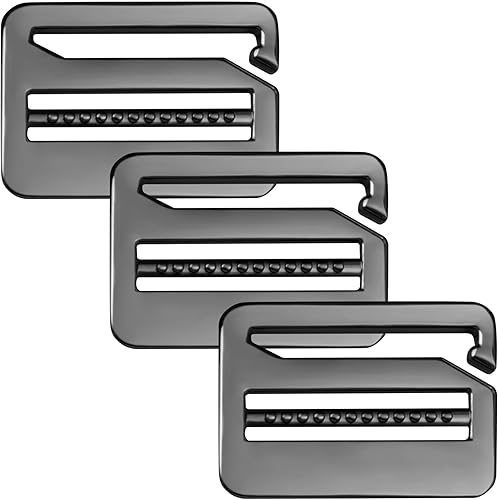 3 hebillas onduladas con gancho en G de 1.48 pulgadas de metal fuerte bloqueo de escalera Tri-Glide Tensión hebilla deslizante correas liberación