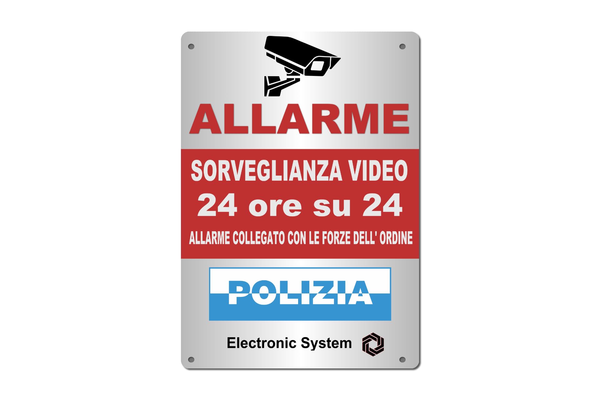 Panello in PVC per Casa, Edilizia, Commercio, Garage. Adesivi di sorveglianza video di qualità professionale. (Polizia)