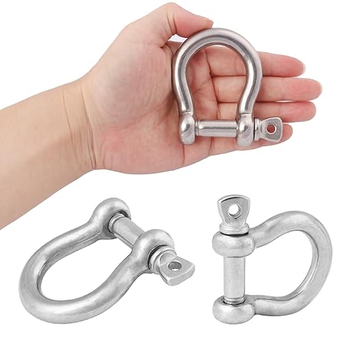 Miniatura 3 de Juego de 8 grilletes de anillo en D de acero inoxidable 304 de 12 pulgada para aventuras al aire libre, alambre de acero de tracción y construcción