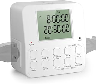 NEARPOW Digital Timer Outlet, Infinite Interval Repeat Cycle Timer Plug, Indoor Timed Interval Cycle Power Switch, 7 Day 24 Hour Daily Programmable Electrical Outlet with 20 ON/Off Programs 15A/1875W