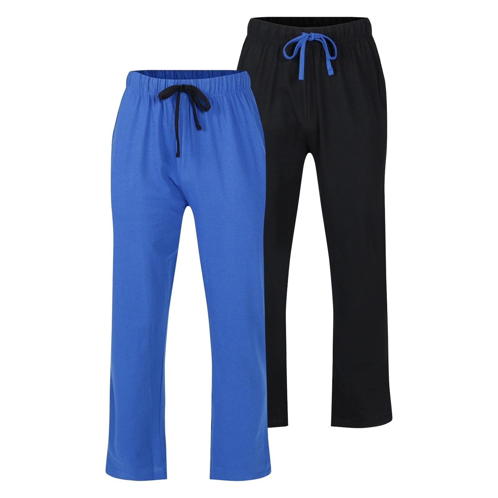 North East Mens 2 Pack Pyjama Bottoms with Pockets Sleep Night PJ Lounge Pants L to XXL New (2XL - Cob/Blk)
