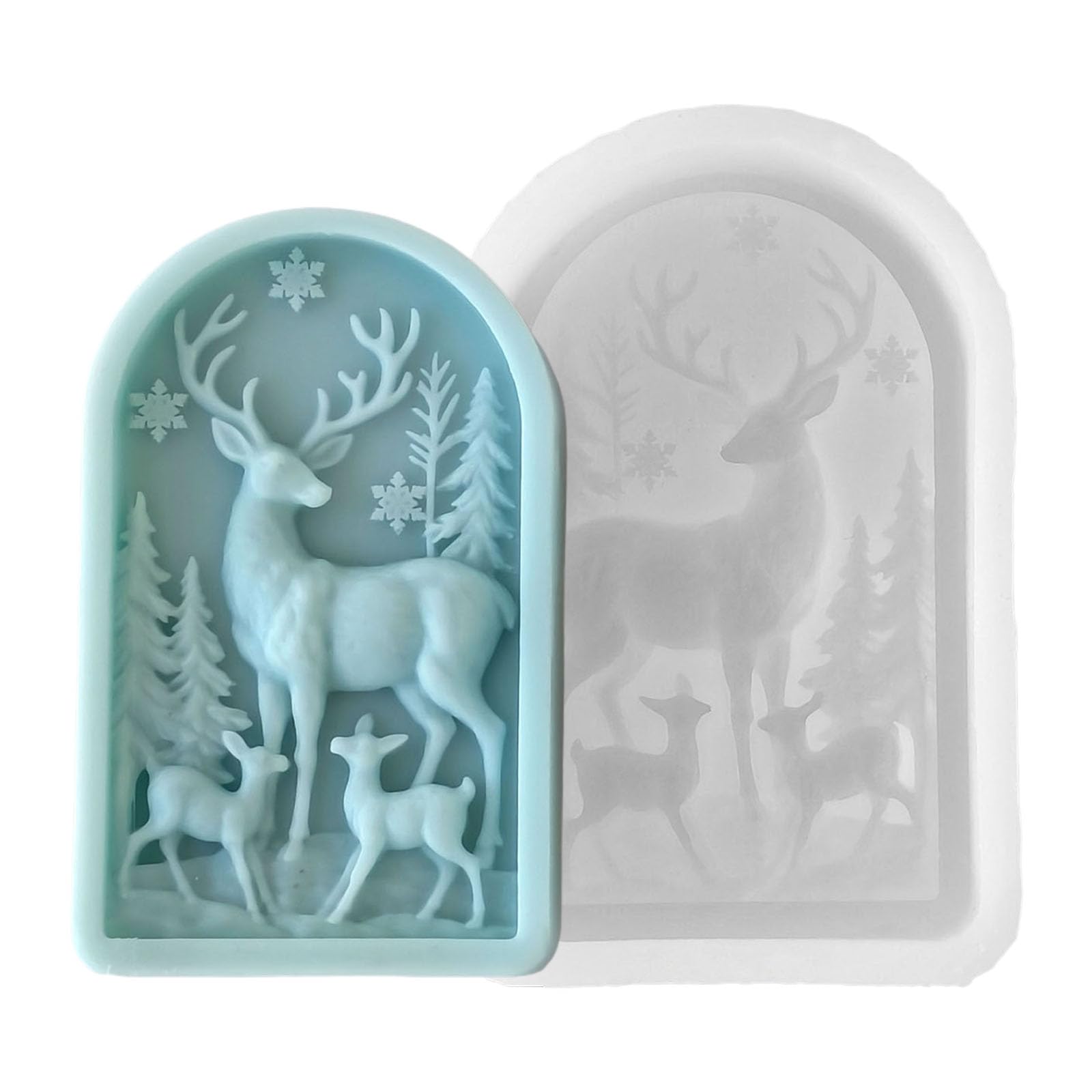 Kalttoy 2 Christmas Deer Embossed Silicone Molds Soap, Fondant & Epoxy Resin Christmas Reindeer Relief Silicone Molds Reindeer