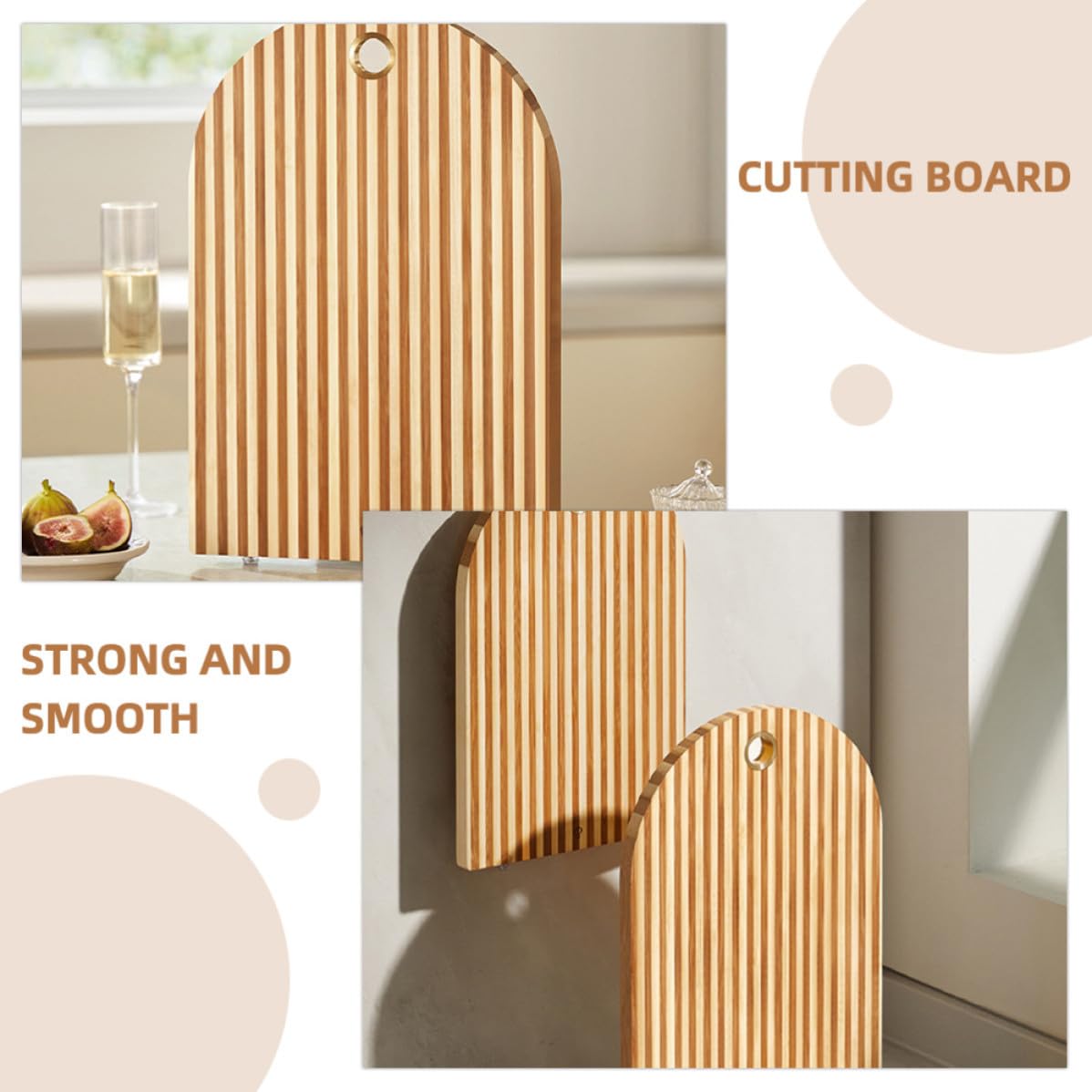 IMIKEYA Tagliere da Cucina per Preparazione di Verdure in Legno Multifunzionale Superficie Piatta Antiscivolo e Uso Domestico in Cucina